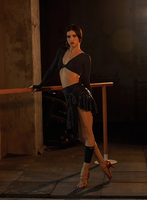 Haut latin léopard brillant avec jupe ensemble une pièce jupe à lacets Samba Tango Rumba Chacha Costume de danse compétition entraînement pour les femmes