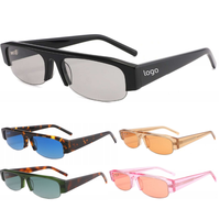 Lunettes de soleil ovales petites et tendance pour l'extérieur, monture en acétate, branches larges, semi-cerclées, demi-cerclées, rectangulaires, Gafas De Sol