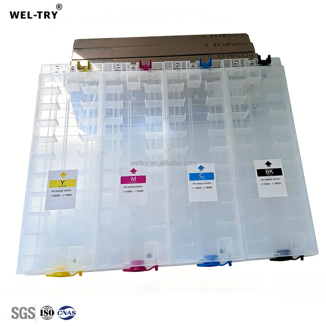 WEL-TRY 800ML Empty Refillable Ink Cartridge for Epson EM-C8000A C8100A C8101A Printers Without Chip T13L T13M T13P T13N