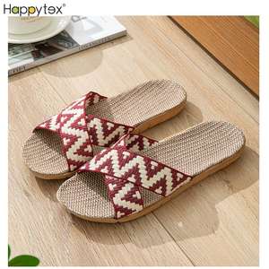 Luxe été Couple léger anti-dérapant bohême lin croix <span class=keywords><strong>bande</strong></span> pantoufles pour femmes nouveaux Styles pour la maison intérieur extérieur - Product Image 4