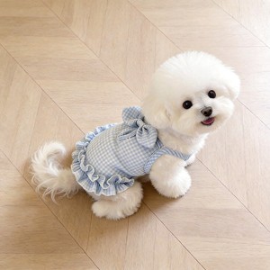 Robe d'été pour chat en fibre de polyester avec dentelle et motif à carreaux, style princesse, avec attache pour laisse pour chatons - Product Image 4