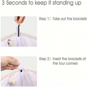 Grand panier à linge avec supports amovibles et poignée, panier de rangement pliable - Product Image 2