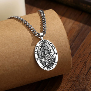 Collier Saint-Christophe Changda en cuivre et laiton, pendentif protecteur, amulette, collier de protection, médaille catholique, bijoux pour hommes - Product Image 6