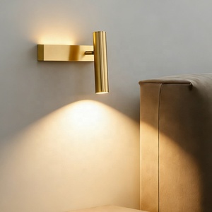 Lampe murale LED en cuivre de style <span class=keywords><strong>italien</strong></span>, luxe léger, pour chambre d'hôtel, lecture au chevet, ambiance, avec projecteur orientable - Product Image 6