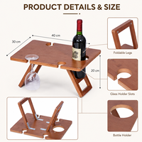 Organisateur de rangement portable multi-scènes de couleur personnalisée pour la plage, le camping, la chambre à coucher, l'extérieur, table de pique-nique pliable en bambou durable