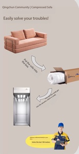 Canapé-lit Teddy compressé prêt à l'emploi - Canapé modulaire 2-en-1 lavable pour petit salon - Product Image 2