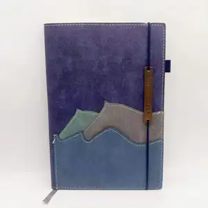 Cuaderno A5 moderno con logotipo de Lron con férula, cubierta de PU, diario personalizado, cuaderno de sublimación, diarios en blanco