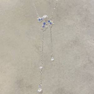 Collier en argent sterling S925 polyvalent avec cristal, chaîne lanterne universelle réglable à deux sens avec fermeture éclair pour pulls, chaîne nue - Product Image 4