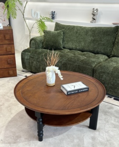 Wholesale Modern Retro Luxury Solid Wood Coffee <b>Table</b> Brown Simple Classic Design Living Room Furniture <b>Round</b> <b>Small</b> - Product Image 4