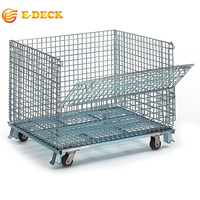 Cage en fil métallique pliable et empilable galvanisée avec roues
