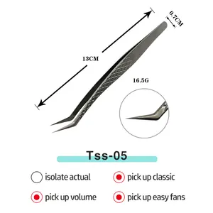 New Fiber Tip Tweezers Volume False Eyelashes Tools Applicator 75 Degree Diamond Grip Eyelash Extension Tweezer