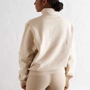 Logo personnalisé Vente en gros <span class=keywords><strong>Pull</strong></span> en molleton de coton épais <span class=keywords><strong>Pull</strong></span> pour femmes <span class=keywords><strong>Pull</strong></span> à fermeture éclair Sweats <span class=keywords><strong>Crop</strong></span> <span class=keywords><strong>Top</strong></span> - Product Image 3