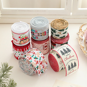 Ruban décoratif en tissu à motif cèdre, nœud papillon, décoration de Noël, ruban de festival, <span class=keywords><strong>dessin</strong></span> <span class=keywords><strong>animé</strong></span> rouge vert blanc - Product Image 1