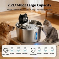 Fábrica OEM ODM, Bebedero Inteligente Inalámbrico para Mascotas de 2.2L, Acero Inoxidable 304, Dispensador de Agua Automático para Perros y Gatos con Funcionamiento a Batería