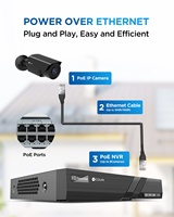 Kit NVR 4COVR de 6 Piezas, 5MP, 8 Canales, con Disco Duro, Cable, SMD, IA, Detección Humana, Cámara IP PoE Negra, Visión Nocturna, Sistema de Vigilancia CCTV para el Hogar