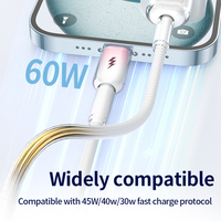 Cable de Carga Rápida USB C a USB C de 60 W, Cable de Datos Tipo C con Trenzado de Nailon, Cable de Carga Duradero para Teléfono Inteligente, Tableta y Computadora Portátil