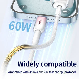 <span class=keywords><strong>Coque</strong></span> <span class=keywords><strong>transparente</strong></span> Nylon 60W Type C <span class=keywords><strong>cordon</strong></span> de charge rapide transfert de données câbles de Charge tressés pour Apple pour Xiaomi pour Samsung - Product Image 6