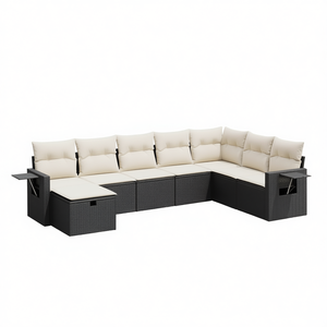 Conjunto de Sofá de Jardín de Ratán Negro con Cojines de Espuma de Alta Densidad, Muebles de Exterior de Diseño Contemporáneo - Product Image 1