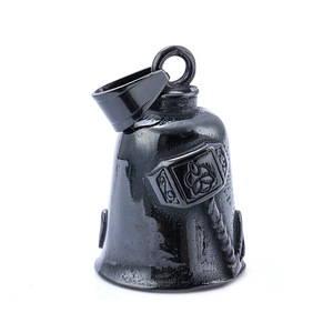 Campanella Personalizzata Martello Vichingo in Acciaio Inossidabile, Eco-Friendly, Campanella Protettiva per Motociclisti, <span class=keywords><strong>Collana</strong></span> Nera, Portachiavi <span class=keywords><strong>Oro</strong></span> Nero - Product Image 3