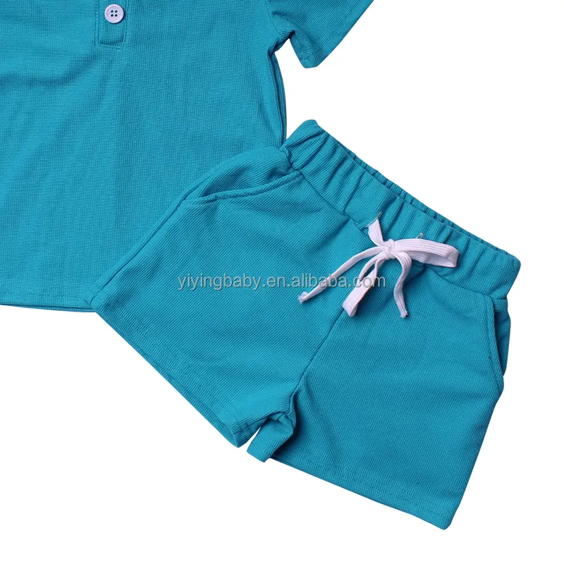 2022 sıcak satış Toddler bebek erkek kız elbise saf pamuk kısa kollu tişört üstleri şort pantolon Unisex 2 adet yaz kıyafetleri seti