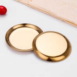 Plateau de présentation de bijoux <span class=keywords><strong>en</strong></span> acier inoxydable avec logo personnalisé pour cadeau, plateau rond petit et doré décoratif, plateau de rangement <span class=keywords><strong>en</strong></span> métal - Product Image 6