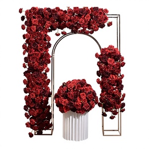 Искусственная гирлянда из красных и розовых гортензий и роз для декора стола, свадебных торжеств, оформления дорожек, декорации для школы, из шелка и пластика - Product Image 2