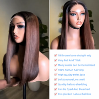 Peluca de Cabello Humano Liso Natural Marrón, Sin Pegamento, Super Double Drawn (SDD), Cabello Virgen Vietnamita, Peluca con Cierre de Encaje HD 2x6, Sin Enredos