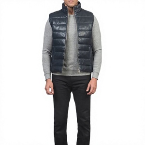 <b>Men's</b> <b>Black</b> Stand Collar Puffer <b>Vest</b> With Zipper Closure Windproof Casual Winter Outerwear 100% Polyester - Product Image 1