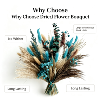 Bouquet de fleurs séchées naturelles multi-tons : Herbe de la Pampa, Eucalyptus et Rose – Décoration de table pour mariage champêtre et accessoire photo