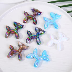 चमकदार राल शिल्प धातु सफेद ऐक्रेलिक बैलून कुत्ते आकर्षण-गहने, बालियां, हार, हार, कुंजी और फोन चेन के लिए - Product Image 2