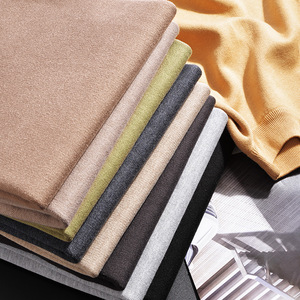 Mùa Thu Mùa Đông Người Đàn Ông Mới Của Nửa Cao Cổ 100% Cotton Lỏng Màu Rắn Bên Trong Dệt Kim Cơ Sở Áo Sơ Mi Giản Dị Phong Cách Áo Len - Product Image 3