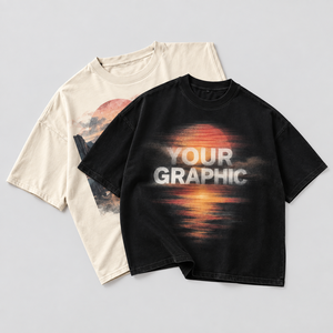 T-Shirt Oversized Scenic <b>Graphic</b> <b>Tee</b> Custom Digital Print <b>Vintage</b> Wash Boxy Fit Drop Shoulder Streetwear Custom Logo Men T Shirt - Product Image 1