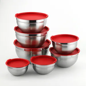 Kitchenware Space Saving Deep Storage Bowl Baking Serving Mixing Salad Meal Prep Stainless Steel Mixing Bowls With Lid
