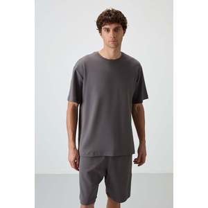 Ensemble de shorts basiques pour homme en coton gris foncé, épais, doux et texturé, coupe oversize - 85249 - Gris foncé/gris foncé - Product Image 5