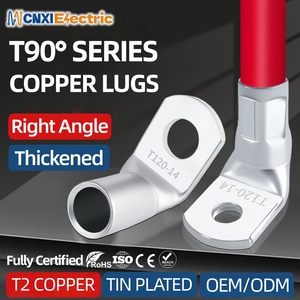 CNXI Heavy Duty T Series <span class=keywords><strong>90</strong></span> Ángulo L Tipo 35/8 Terminal <span class=keywords><strong>de</strong></span> anillo Prensado en frío Automotriz Eléctrico Estañado T2 Conexión <span class=keywords><strong>de</strong></span> crimpado <span class=keywords><strong>de</strong></span> cobre - Product Image 1