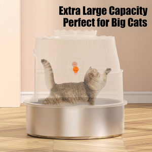 Bac à litière multifonctionnel gris à bords hauts pour chats, gain <span class=keywords><strong>de</strong></span> place, anti-fuite d'urine, en acier inoxydable, avec fonction jardinière - Product Image 2