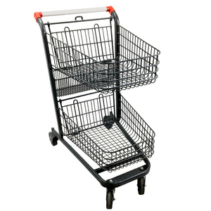 Chariot à courses rose supermarché épicerie colorée chariot à deux niveaux en métal - Product Image 6
