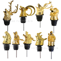 Vertedor de Vino de Aleación de Zinc de Alta Calidad en Color Dorado Personalizado, Accesorios de Bar, Vertedor de Vino Metálico con Formas de Animales en 3D