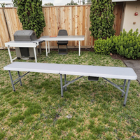 Banc pliable en plastique blanc moderne de 6 pieds Table de jardin extérieure portable pour entrée, cuisine, villa, hôtel ou hôpital