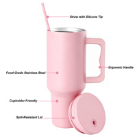 Tasses de voyage isothermes à double paroi de 40 oz avec revêtement en poudre et poignée