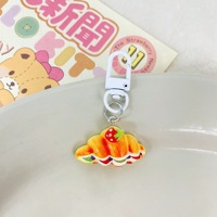 Breloques porte-clés en résine plastique faites à la main, thème alimentaire, en forme de pâte à choux torsadée et de pain feuilleté, de couleur blanche, pour accessoires d'étudiant et cadeaux pour meilleures amies