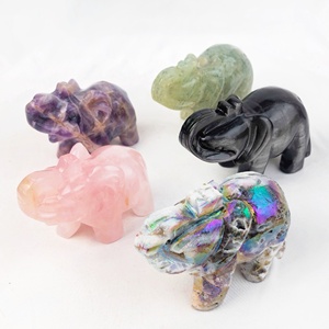 Vente chaude de sculptures d'éléphants en obsidienne naturelle de 6 cm, quartz <span class=keywords><strong>rose</strong></span> et cristaux mélangés, pour cadeau de mariage, guérison - Product Image 1