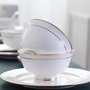 Vajilla de Porcelana China con Borde Dorado, Tazón de Arroz Nórdico de Porcelana Jingdezhen - Product Image 2