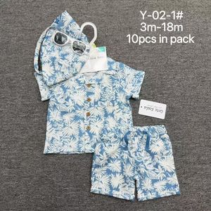 Conjunto de 4 Piezas para Niños Pequeños con Diseño Hawaiano, Serie <span class=keywords><strong>Hermanos</strong></span>, Manga Corta, Estampado de Hojas Multicolor, con Gafas de Sol y Gorro para el Sol - Product Image 6