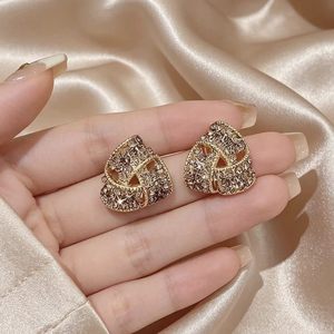 Diamond Encrusted Triangular Alloy Stud Earrings For Women Geometric Micro Insert Fashion Jewelry Zinc Alloy Ear Posts - Product Image 4
