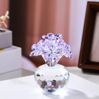 Figurines florales artisanales en cristal haut de gamme sur le thème de l'amour, coffret cadeau pour la décoration de la maison/du bureau/de la table