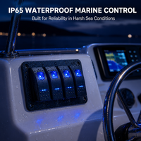 Panneau d'interrupteur à bascule marin 4 gangs 12V-24V éclairé LED couleur IB-P401 On Off interrupteur à bascule étanche panneau d'interrupteur à bascule marin pour voiture