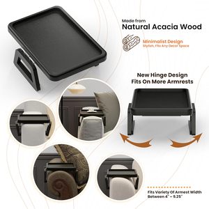 Plateau d'accoudoir pliable en acacia Plateau d'accoudoir de canapé en bois avec accoudoir de canapé Design en bois naturel avec surface antidérapante - Product Image 3