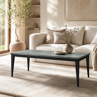 Table basse en pierre frittée italienne de luxe, design nouveau, avec structure en acier inoxydable