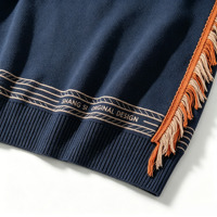 Pull col rond personnalisé OEM pour homme, surdimensionné, uni, avec broderie et pompons, pull en tricot décontracté pour homme